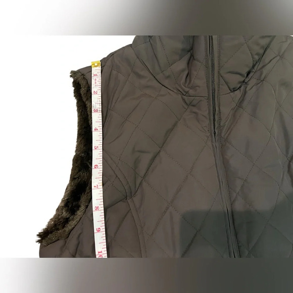 Weatherproof garment company reversible faux fur full zip up vest brown winter - Picture 6 of 16